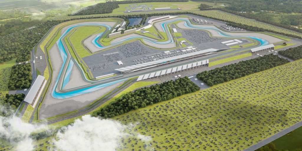 a pictorial view of a race track design