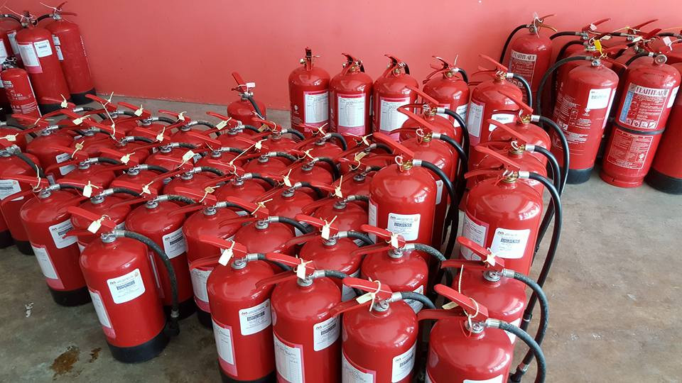 fire extinguishers placed side by side