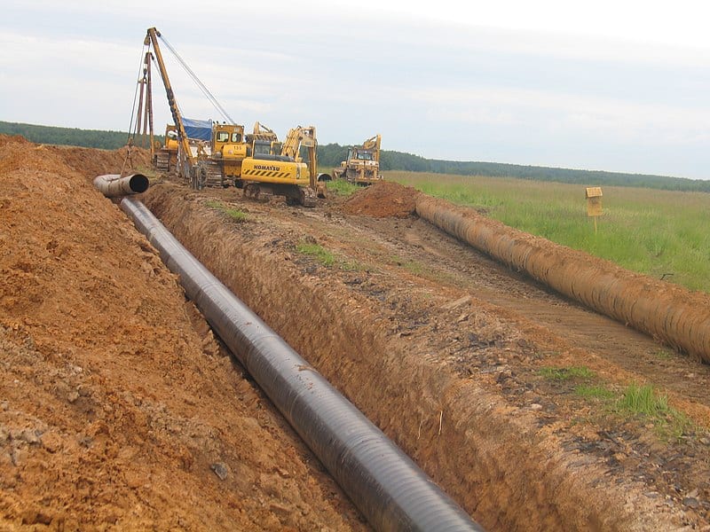 a metal pipeline placed on the ground