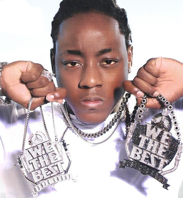 Ace Hood showing off his silver chains