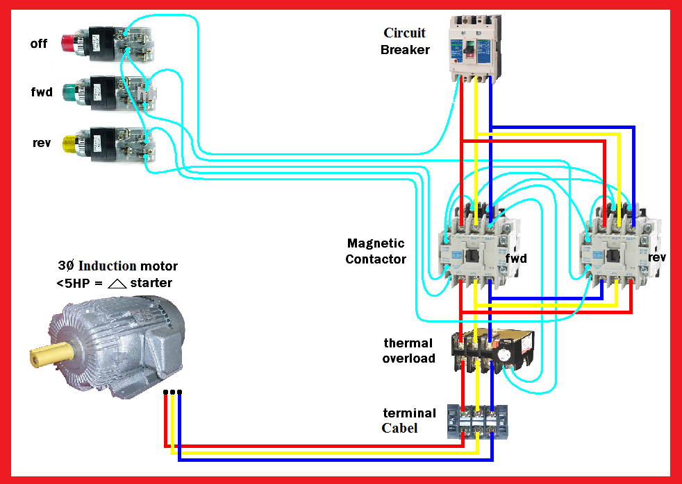 forward reverse starter showing all wiring connections