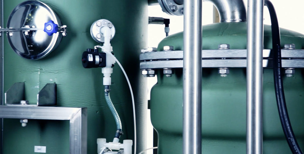 a forced circulation evaporator showing all the connections