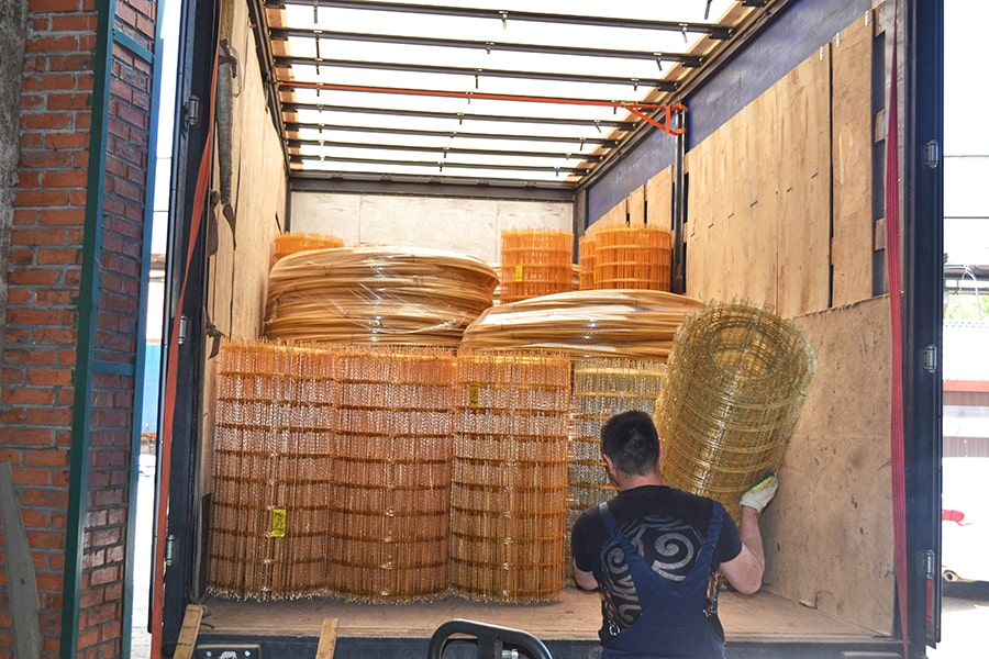 fiberglass rebars packed inside a van