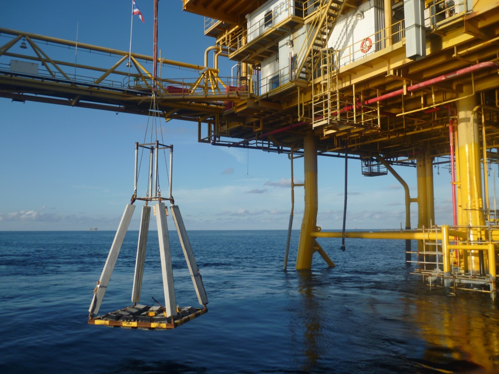 cathodic protection made used in a huge construction made inside water